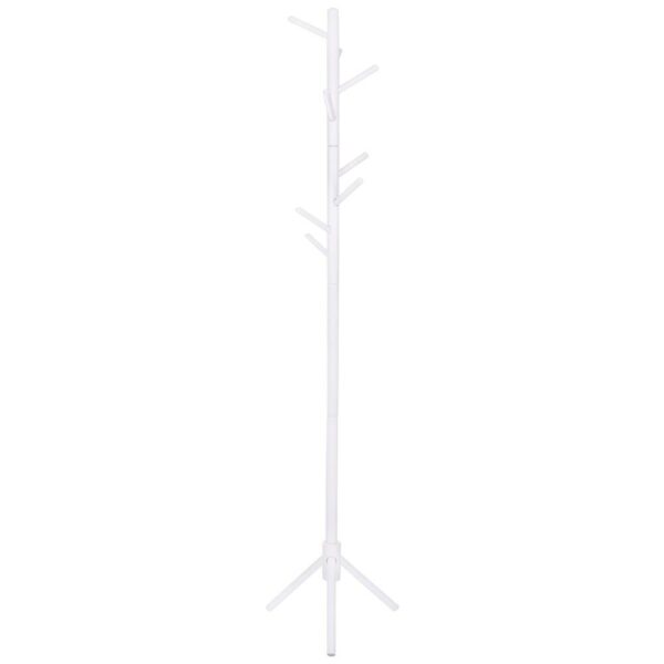 Cuier tip pom din lemn Sersimo, 8 agatatoare, 175cm, alb