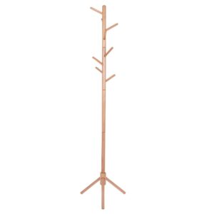 (DL) Cuier tip pom din lemn Sersimo, 8 agatatoare, 175cm, natur