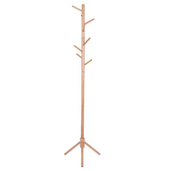 (DL) Cuier tip pom din lemn Sersimo, 8 agatatoare, 175cm, natur