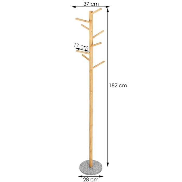Bambusz fogas gránit talppal, 8 akasztó, 182cm, natúr - Image 5
