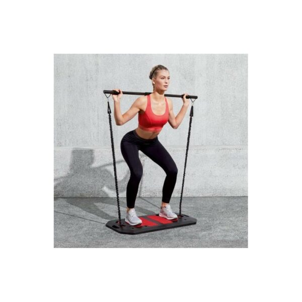 Set de antrenament Crossfit portabil, tip valiza, capacitate maxima 230kg, negru si rosu - Image 6
