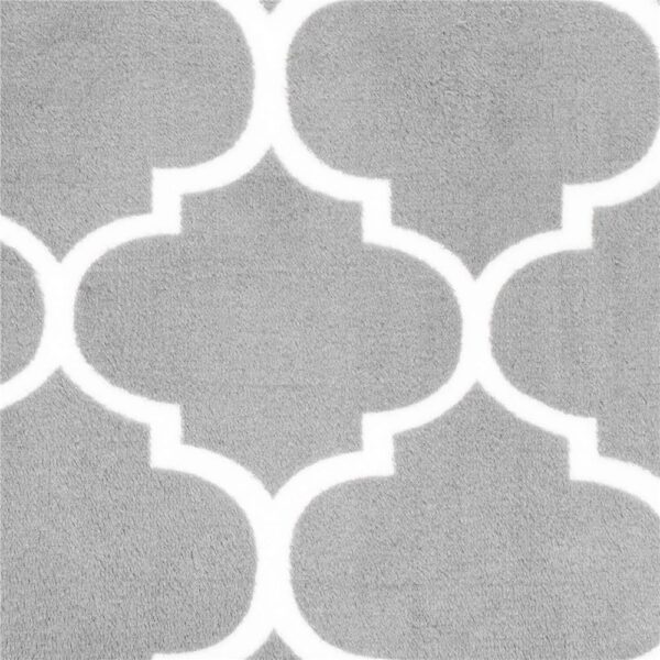 Patura pufoasa pentru 2 persoane, 150x200cm, cu model trifoi marocan, gri deschis - Image 5