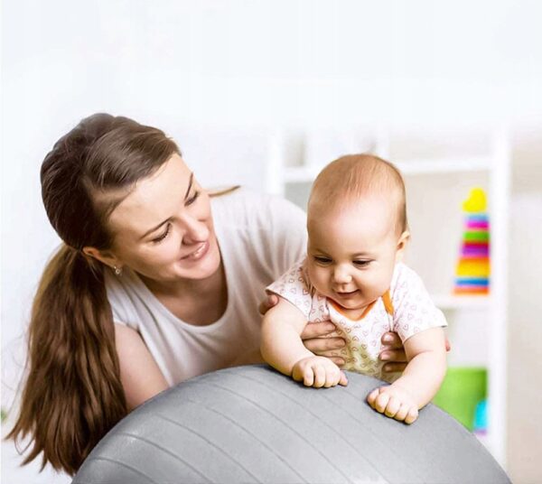 Minge pentru fitness sau yoga 85cm, 300kg, pompa inclusa, gri - Image 6
