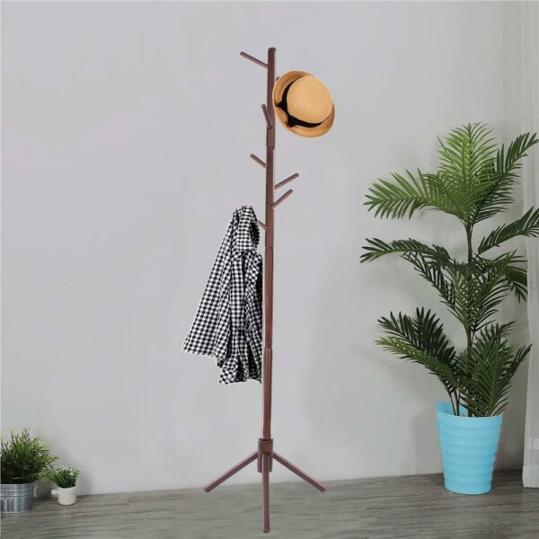 Cuier tip pom din lemn Sersimo, 8 agatatoare, 175cm, maro - Image 6