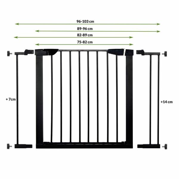Biztonsági kapu lépcsőhöz, állítható 83-89 cm, acélból, fekete - Image 6