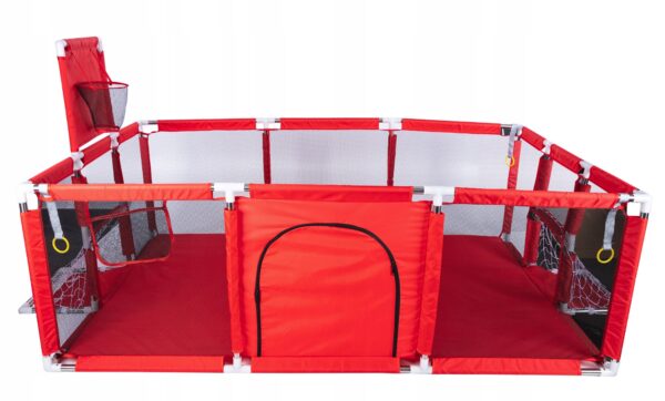 XXL játszótér gyerekeknek vagy babáknak, textil anyag, piros, 230x122x62cm - Image 5