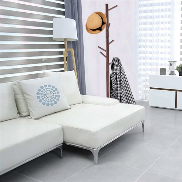 Cuier tip pom din lemn Sersimo, 8 agatatoare, 175cm, maro - Image 7