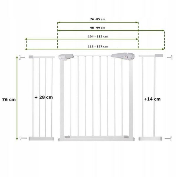 Poarta de siguranta Safety Gate pentru scari, ajustabila 118-127 cm, din otel, alba - Image 6