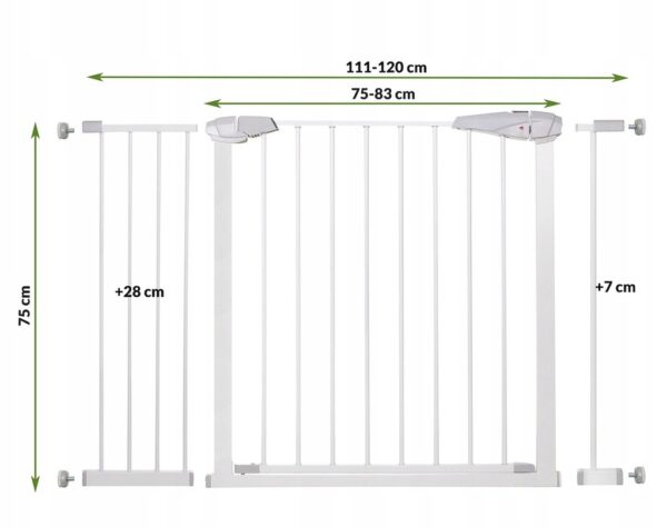 Poarta de siguranta Safety Gate pentru scari, ajustabila 111-120 cm, din otel, alba - Image 7
