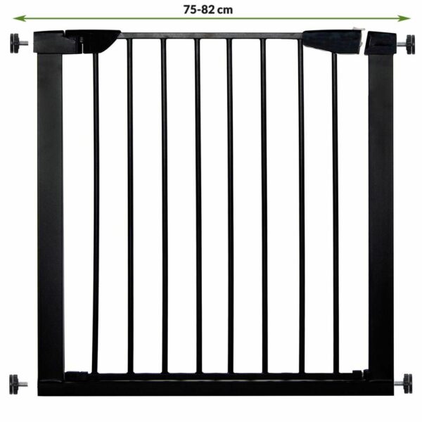 Biztonsági kapu lépcsőhöz, állítható 75-82 cm, acélból, fekete - Image 7