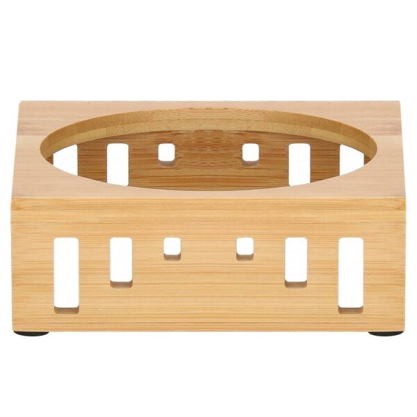 Rozsdamentes acél tál, tál, kutyának vagy macskának, bambusz támasztékkal, 15cm - Image 6