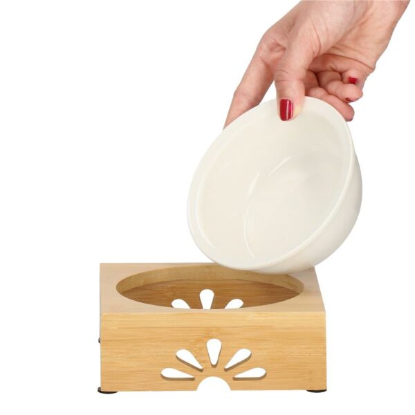 Kerámia tál, tál, kutyának vagy macskának, bambusz alátéttel, 15cm - Image 8
