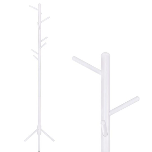Cuier tip pom din lemn Sersimo, 8 agatatoare, 175cm, alb - Image 8