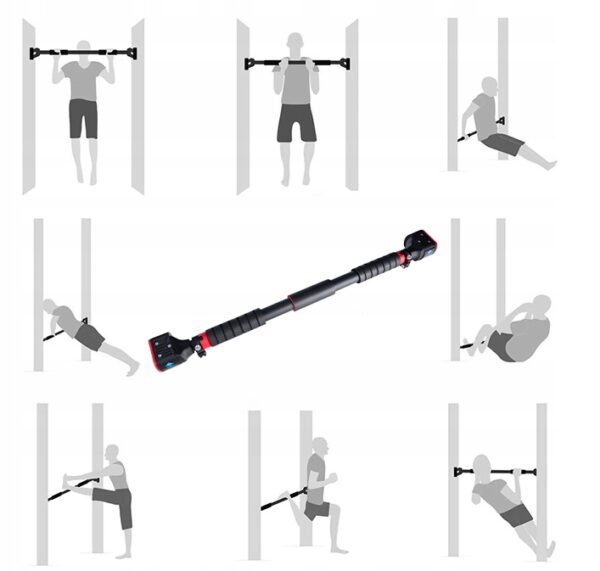 Ajtókeretbe illeszthető húzódzkodó rúd, acélból gumi végekkel, hossza 72-110 cm - Image 8
