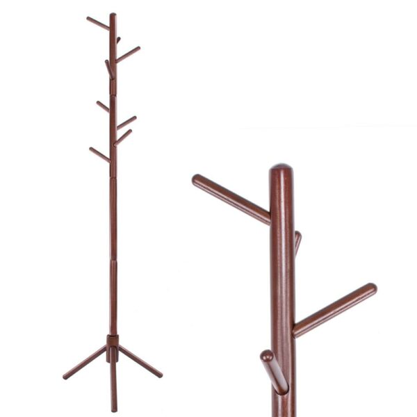 Cuier tip pom din lemn Sersimo, 8 agatatoare, 175cm, maro - Image 8