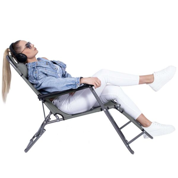 Összecsukható napágy SERSIMO GC30, Relax Zero Gravity, 80x60x153cm, közepes szürke - Image 6