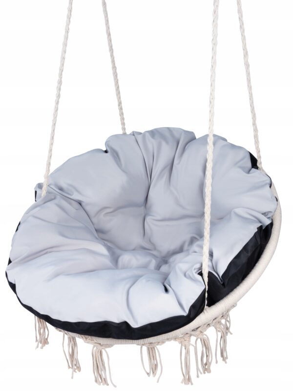 Scaun rotund Sersimo tip leagan suspendat cu perna Super Confort Plus, casa sau gradina, bej - Image 6