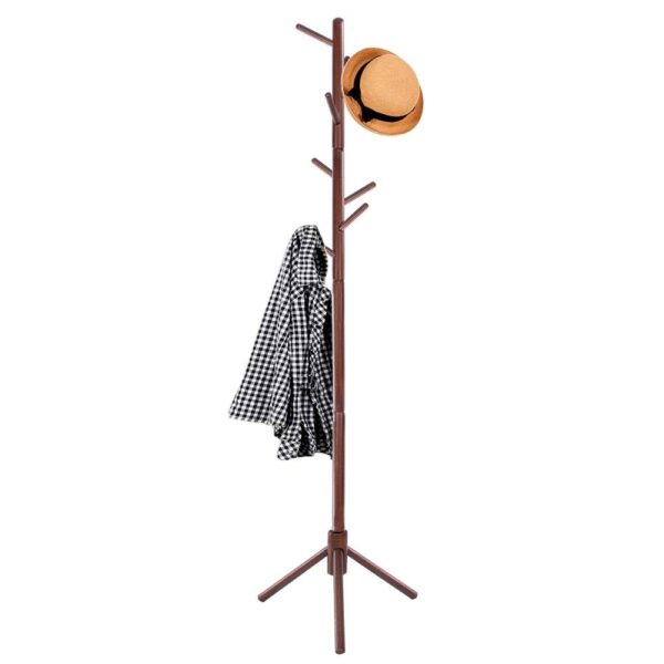 Cuier tip pom din lemn Sersimo, 8 agatatoare, 175cm, maro - Image 9