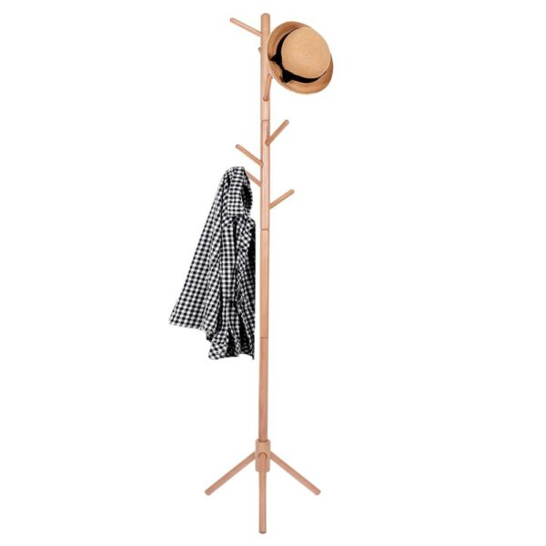 (DL) Cuier tip pom din lemn Sersimo, 8 agatatoare, 175cm, natur - Image 8