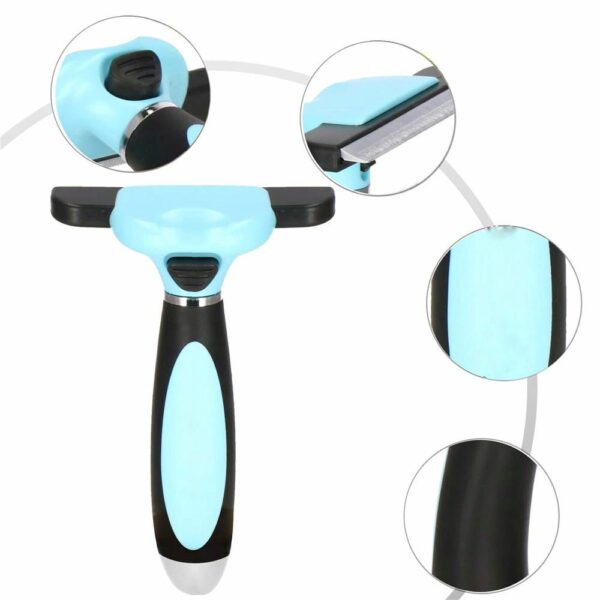Trimmer fésű hosszú vagy rövid szőrű kutyáknak és macskáknak, tisztítható, 10 cm-es fogak, fekete kék - Image 10
