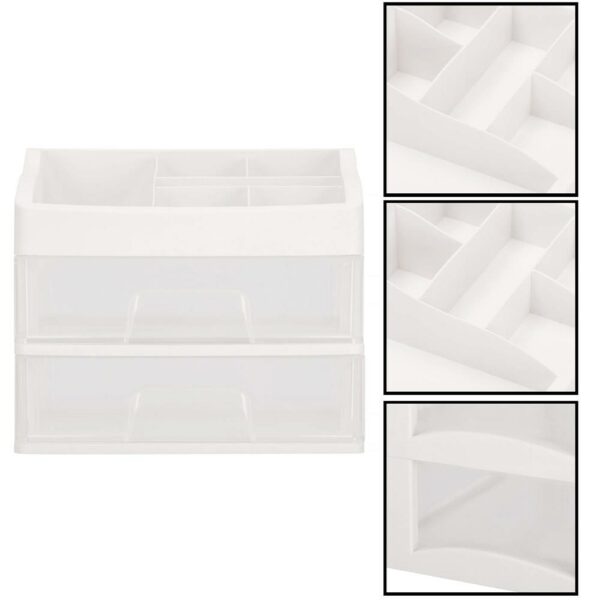 (DL) Organizator cutie depozitare pentru produse cosmetice, bijuterii cu 2 sertare si 7 compartimente - Image 9