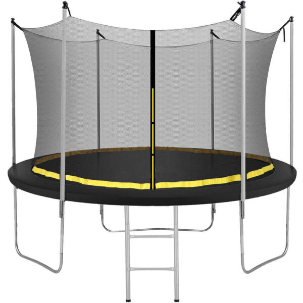 Trambulin Fekete, létrával és belső védőhálóval, 245 cm, 120 kg