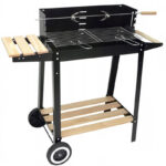 Fém faszén grill, króm tálca, forgónyárssal, 86x81x41cm