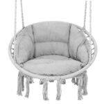 Kerek, függesztett Sersimo hintaszék Confort Plus párnával, otthonra vagy kertbe, szürke