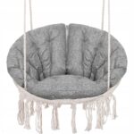 Sersimo kerek függőfotel Confort Plus párnával otthonra vagy kertbe, bézs