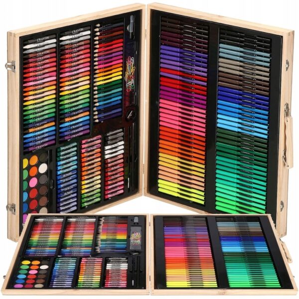 Set de pictura si desen pentru copii, 251 de piese, trusa lemn - Image 2