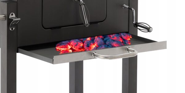 Téglalap alakú faszenes grillkocsi, oldaltámlással és fedős hőmérővel, 115x60x108cm - Image 2