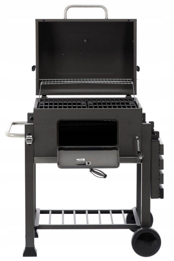 Téglalap alakú faszenes grillkocsi, oldaltámlással és fedős hőmérővel, 115x60x108cm - Image 11