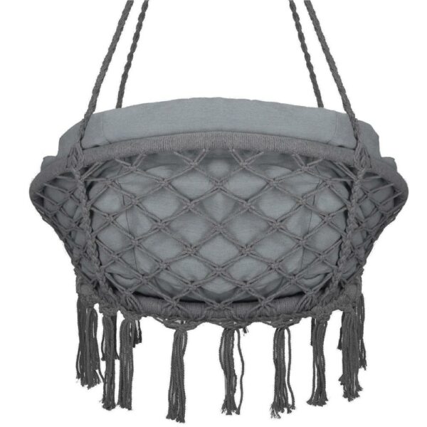 Scaun rotund Sersimo tip leagan suspendat cu perna Confort Plus casa sau gradina, gri inchis - Image 12