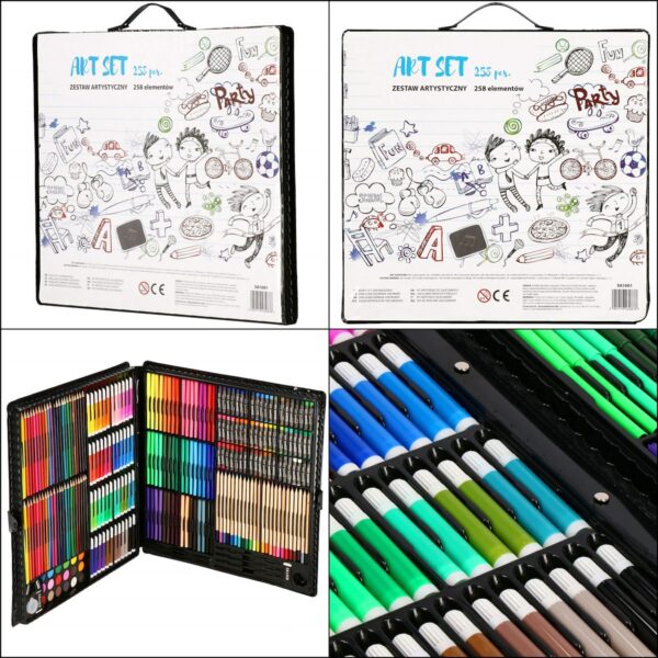 Set de pictura si desen pentru copii, 258 de piese, trusa plastic - Image 12