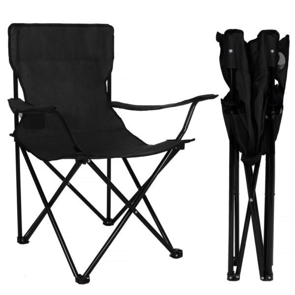 Scaun pliabil camping sau pescuit Sersimo, cu suport pahar, negru - Image 12