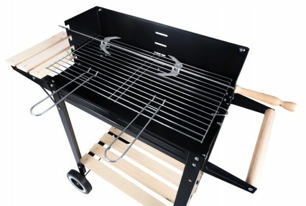 Fém faszén grill, króm tálca, forgónyárssal, 86x81x41cm - Image 12