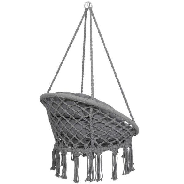 Scaun rotund Sersimo tip leagan suspendat cu perna Confort Plus casa sau gradina, gri inchis - Image 13