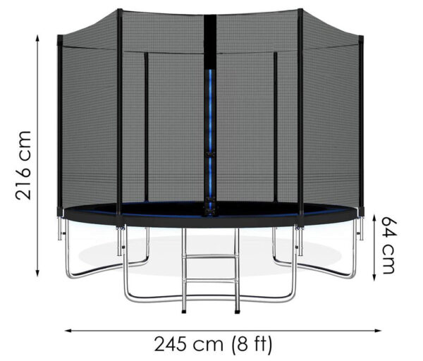 Trambulina Black, cu scara si plasa de protectie exterioara, 245 cm, 120kg - Image 11