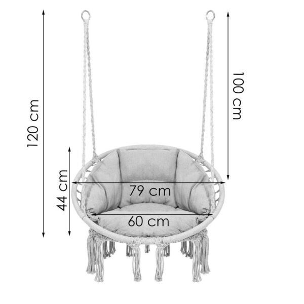 Scaun rotund Sersimo tip leagan suspendat cu perna Confort Plus casa sau gradina, gri - Image 14