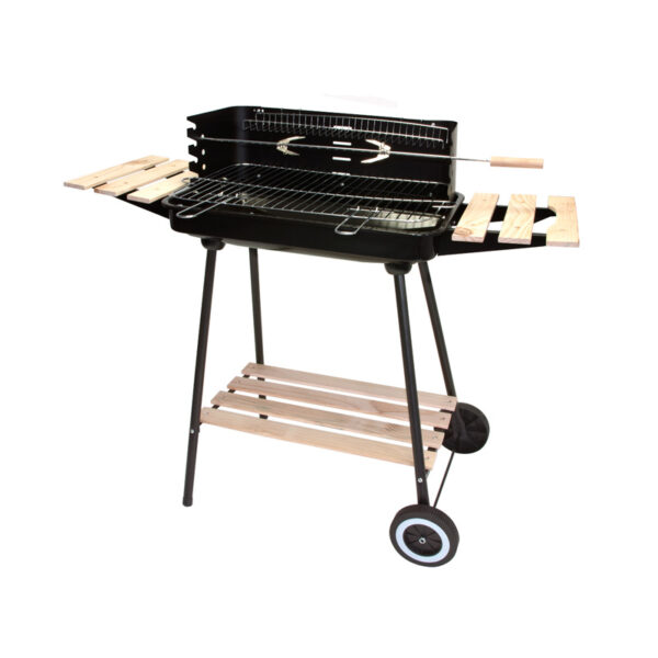 Gratar metalic pe carbuni, tava cromata, cu spita pentru rotisor, 104x88x45cm - Image 14
