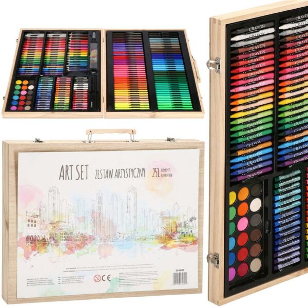Set de pictura si desen pentru copii, 251 de piese, trusa lemn - Image 32