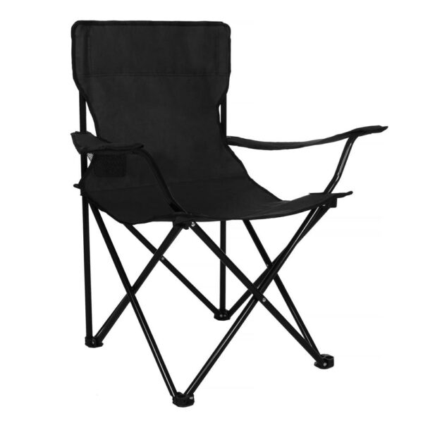 Scaun pliabil camping sau pescuit Sersimo, cu suport pahar, negru - Image 14