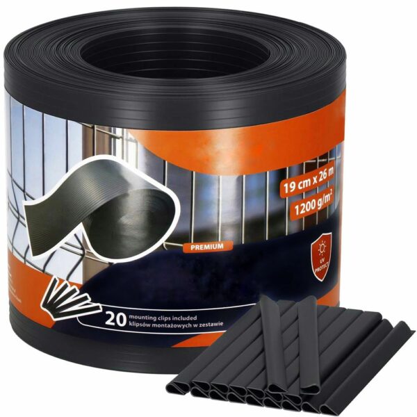 Kerítésbe fűzhető belátásgátló szalag, Premium PVC, 26 x 0,19 m, antracitszürke - Image 13