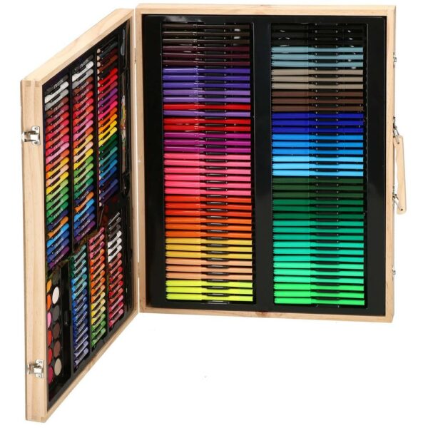 Set de pictura si desen pentru copii, 251 de piese, trusa lemn - Image 33