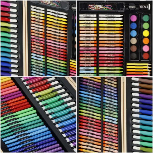 Set de pictura si desen pentru copii, 150 de piese, trusa lemn - Image 15