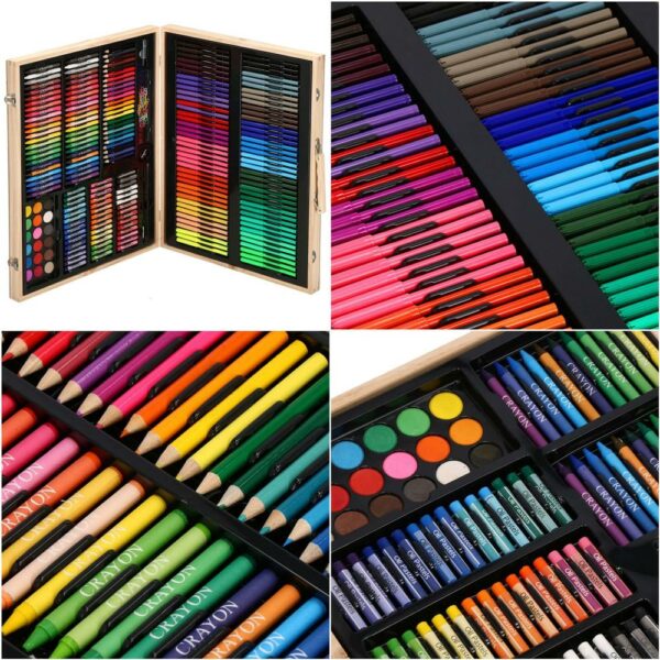 Set de pictura si desen pentru copii, 251 de piese, trusa lemn - Image 14