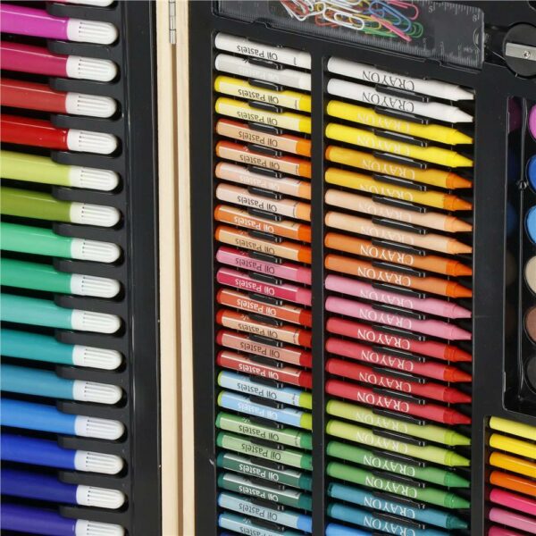 Set de pictura si desen pentru copii, 150 de piese, trusa lemn - Image 17