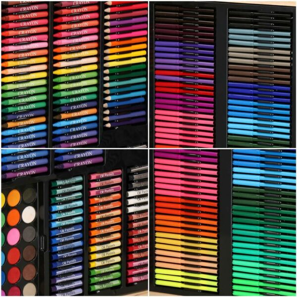Set de pictura si desen pentru copii, 251 de piese, trusa lemn - Image 16