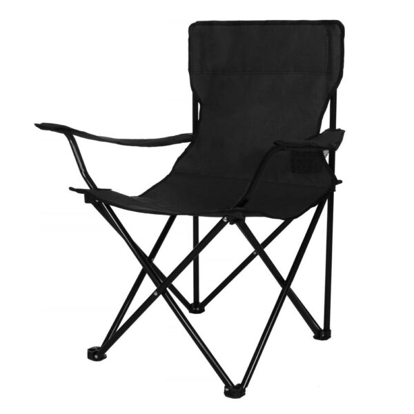 Scaun pliabil camping sau pescuit Sersimo, cu suport pahar, negru - Image 3
