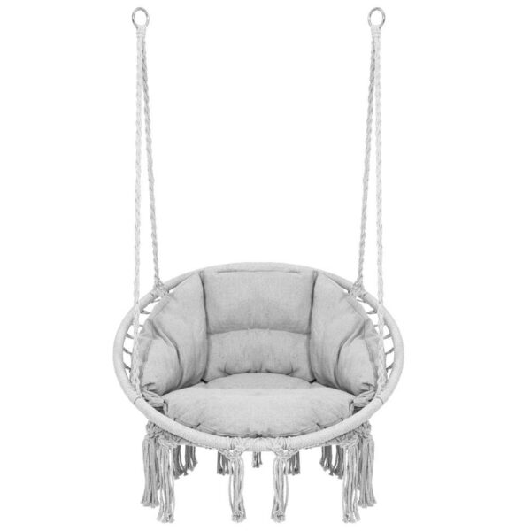 Scaun rotund Sersimo tip leagan suspendat cu perna Confort Plus casa sau gradina, gri - Image 2
